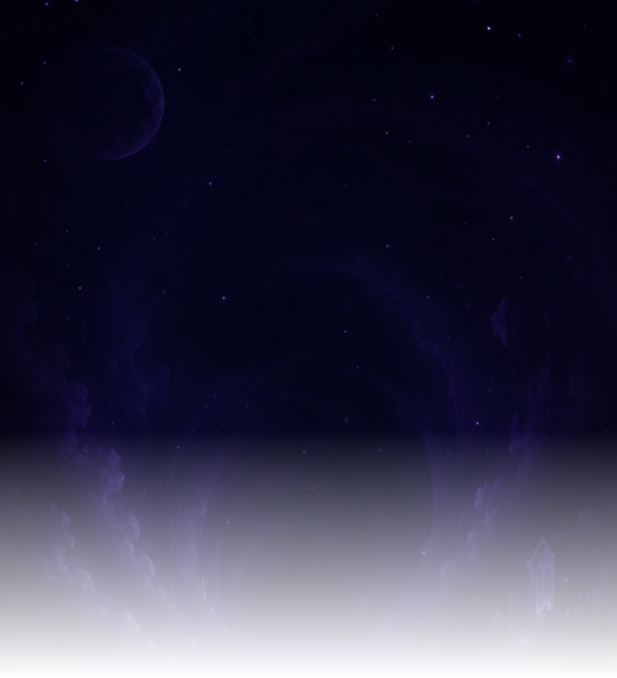 Nightfall key art: a swirling dream vortex and crescent moon over the Undermind